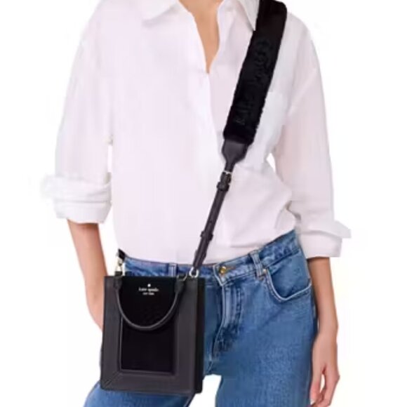 NWT - Kate Spade Faux Fur Bag Strap - Black - Picture 2 of 7